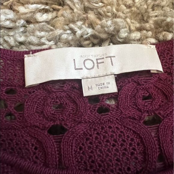 Like new LOFT burgundy short sleeve sweater top - Picture 2 of 3